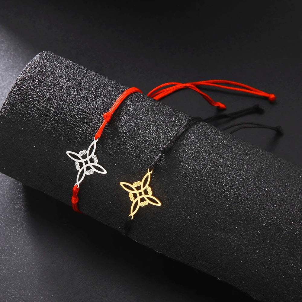 Witch Knot Pendant Stainless Steel Charm Bracelet Vintage Fashion Wax Rope Chain for Women men Good Luck Amulet Jewelry New in Viralgem Store