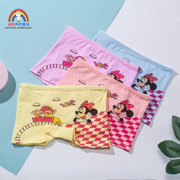 4pcs/set Disney Girls Cartoon Mickey Mouse Underpants 2-10years Old Children Classic Pop Pure Cotton Boxers Minnie Birthday Gift Viralgem Store