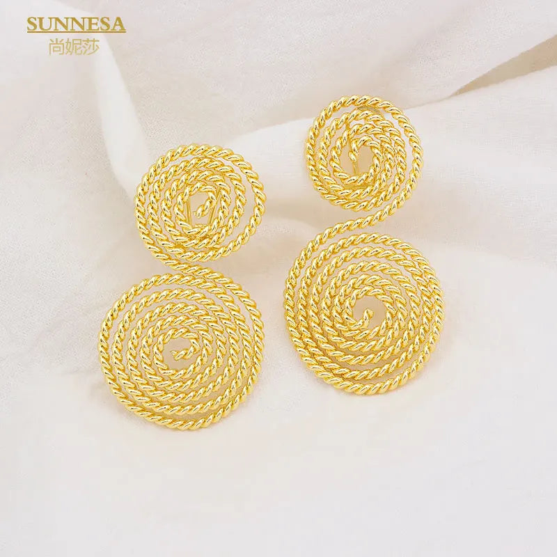SUNNESA Braid Design Gold Color Drop Earrings Elegant Dubai Big Earrings for Women Italian 18k Gold Plated African Jewelry Viralgem Store