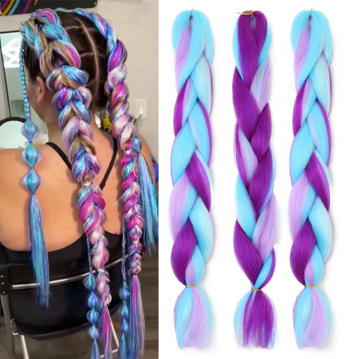 24" Synthetic Yaki Braids Hair kanekalon Ombre Braiding Hair Jumbo Braid Hair Extension For Women Hundreds of colors DIY Hair