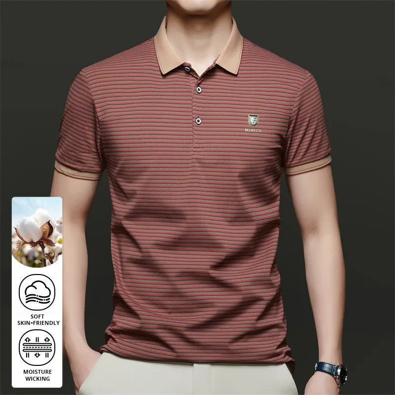 Top Grade 2025 Summer Brand Designer Polo Shirts For Men Summer Stripped Slim Fit Short Sleeve Casual Tops Fashions Men Clothes Viralgem Store