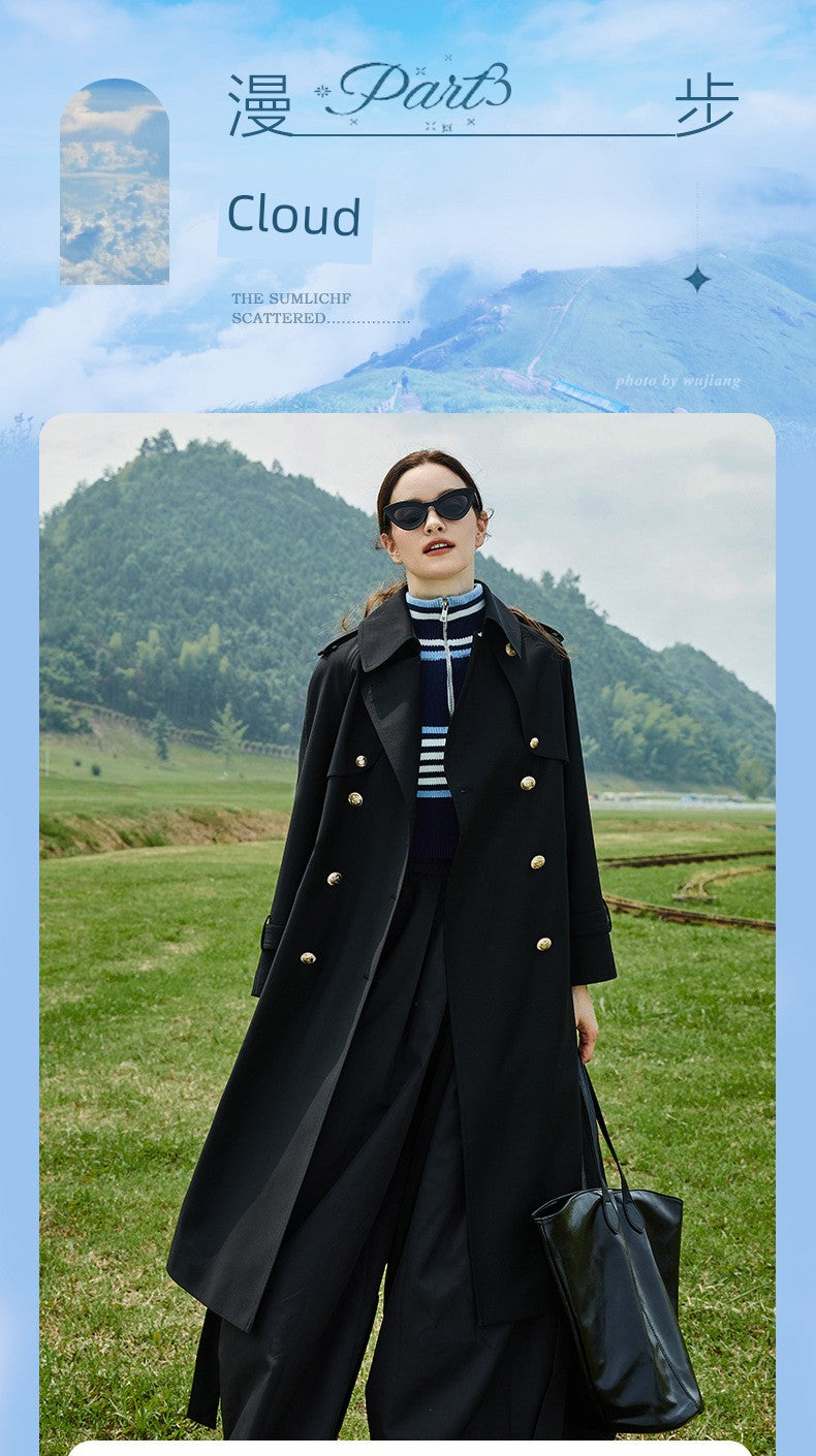 2024 Spring & Fall New Arrival Big Brand Classy C Double Breasted Loose Retro Elegant Mid Length Long Length Trench Coat Outwear Women Viralgem Store