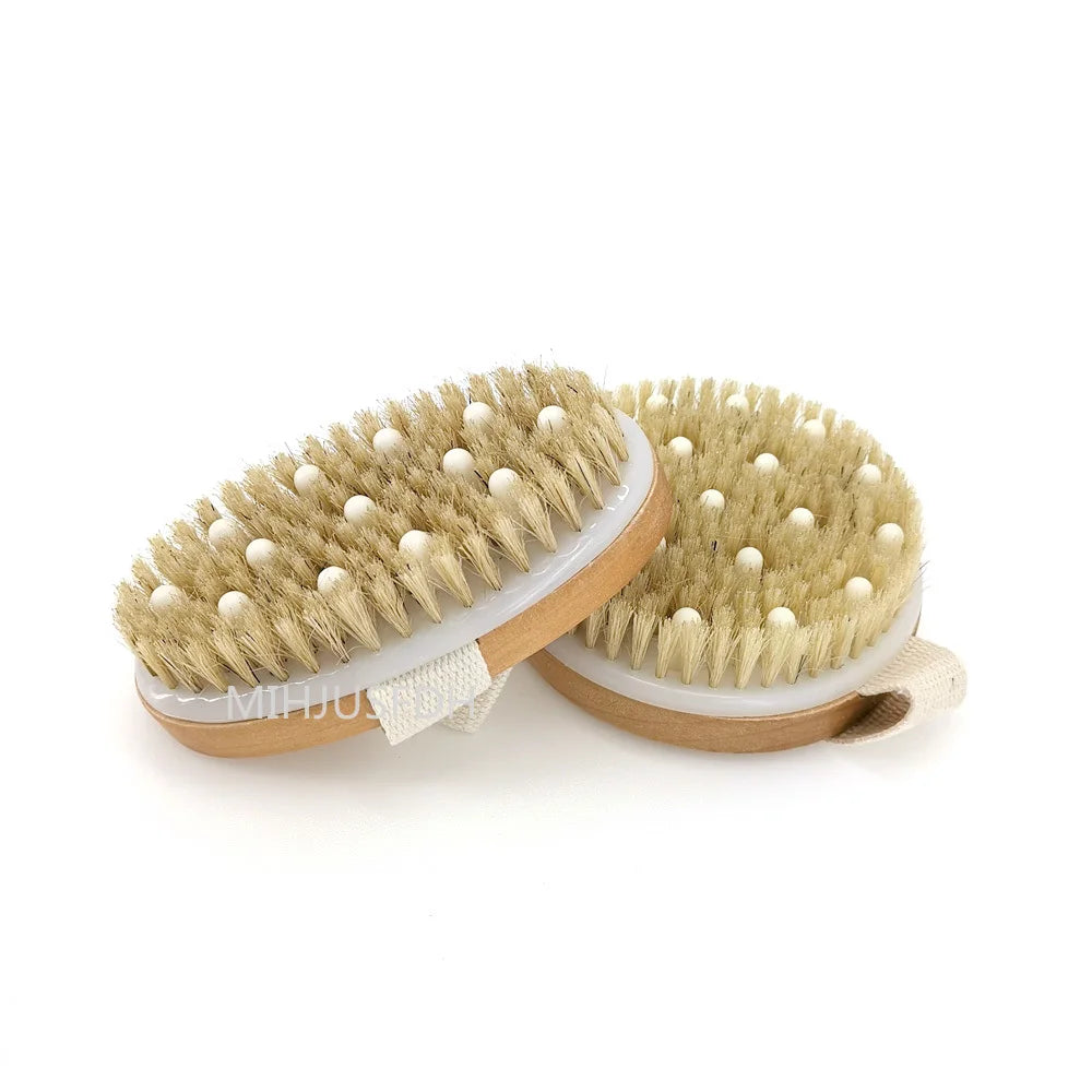 2 In 1 Dry Skin Body Massage Brush Natural Bristle Dead Skin Remover Anti Cellulite Exfoliates Blood Circulation Massage Tools Viralgem Store