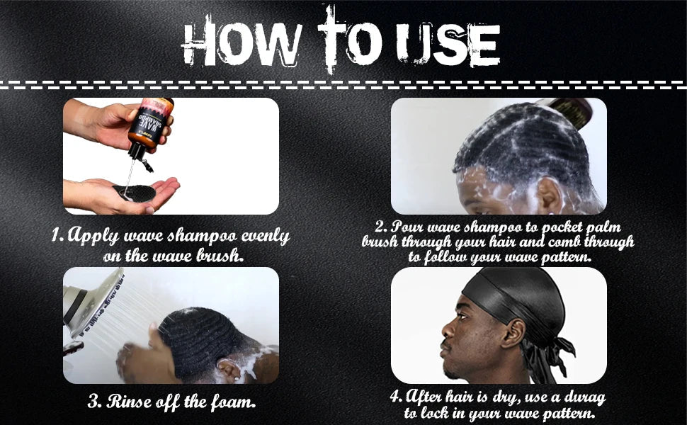 Wave shampoo Kit for Men Anti-frizz Wax Cream Layered Styling Hair Pomade Deep Clean Care Product with Hair Brush and Pirate Hat Viralgem Store