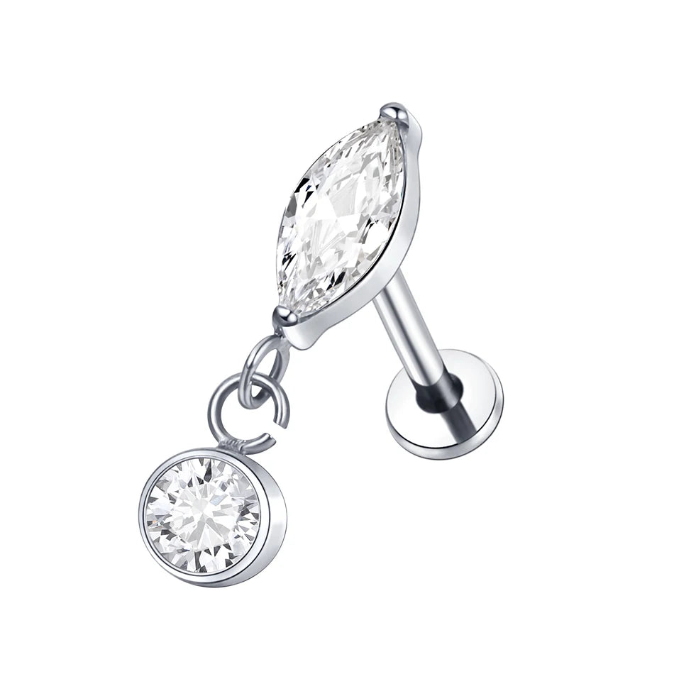 1pcs Titanium Cubic Zirconia Bee Flower Stud Earring Helix Tragus Daith Piercing Hinged Segment Hoop Body Jewelry Viralgem Store