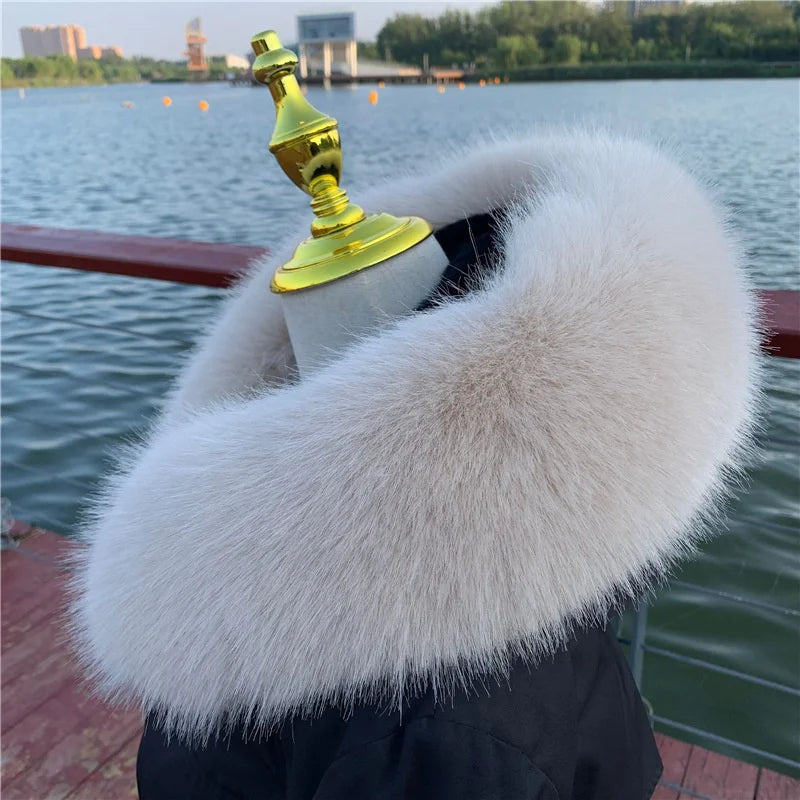 Women Faux Fox Fur Collar Shawl Furry Fur Collar For Winter Coat Hood Fur Decor Fake Fur Scarf Parkas Coat Fur Collar Scarves Viralgem Store