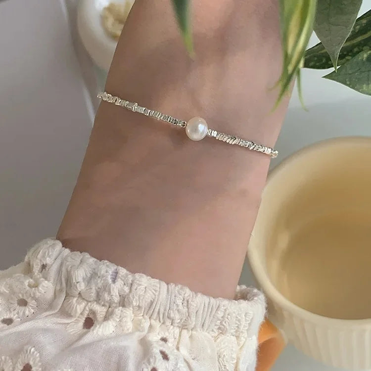 2024 New S925 Sterling Silver Double Layer Pearl Bracelet for Women Girl Design Bead Korean Jewelry Dropshipping Charm Bracelet