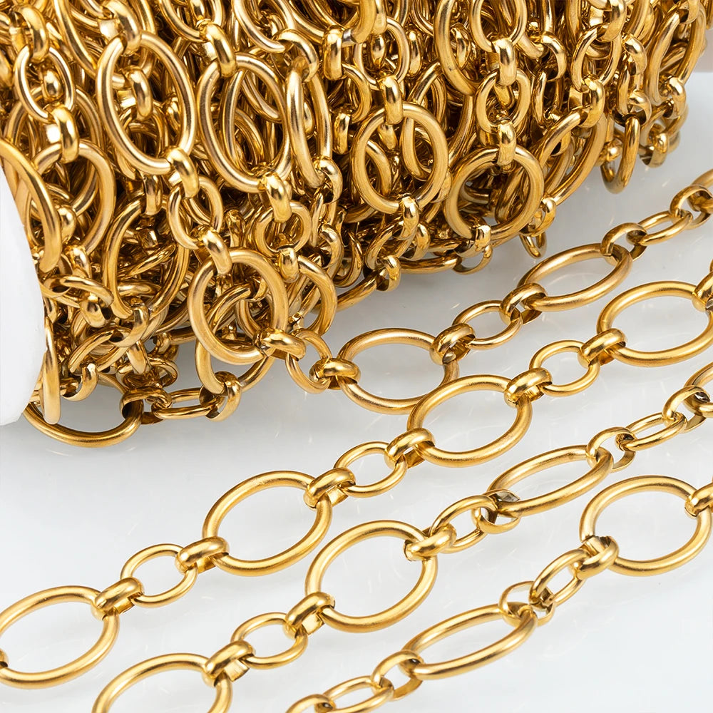 1M Stainless Steel Big Oval Cross Small Circle Link Chains Heavy Chunky Punk Chain DIY Jewelry Making Supplies Necklace Bracelet Viralgem Store
