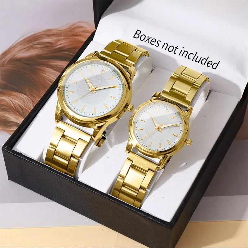 2PCS Couple's Watches Men Business Watch Fashion Analog Women Quartz Watch (Without Box)