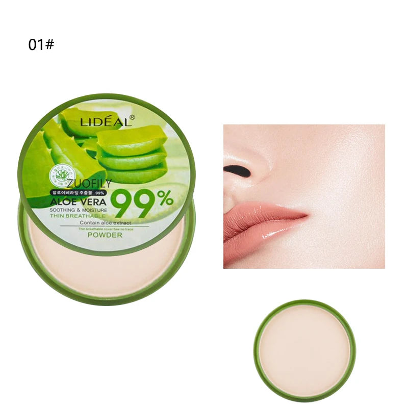 99% Aloe Vera Softening Powder Waterproof Moisturizing Concealer  Foundation Fixed Make Up Oil Control Facial Makeup Cosmetics