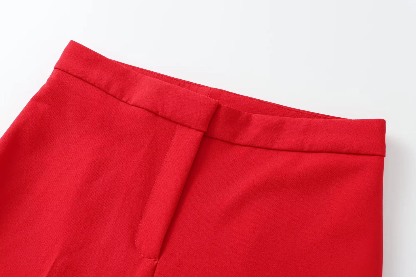 TRAFZA Women Fashion Suits Square Neck Sleeveless Double Breasted Waistcoat Top+Mid-Waist Slit Stralght Pants Female Summer Sets