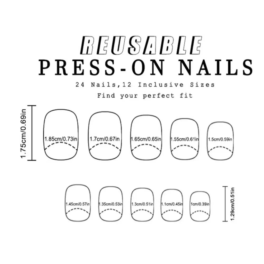 24pcs/set short Medium fake nails square ballet almond nail tips pink beautiful heart for Valentine's Day press on false nails