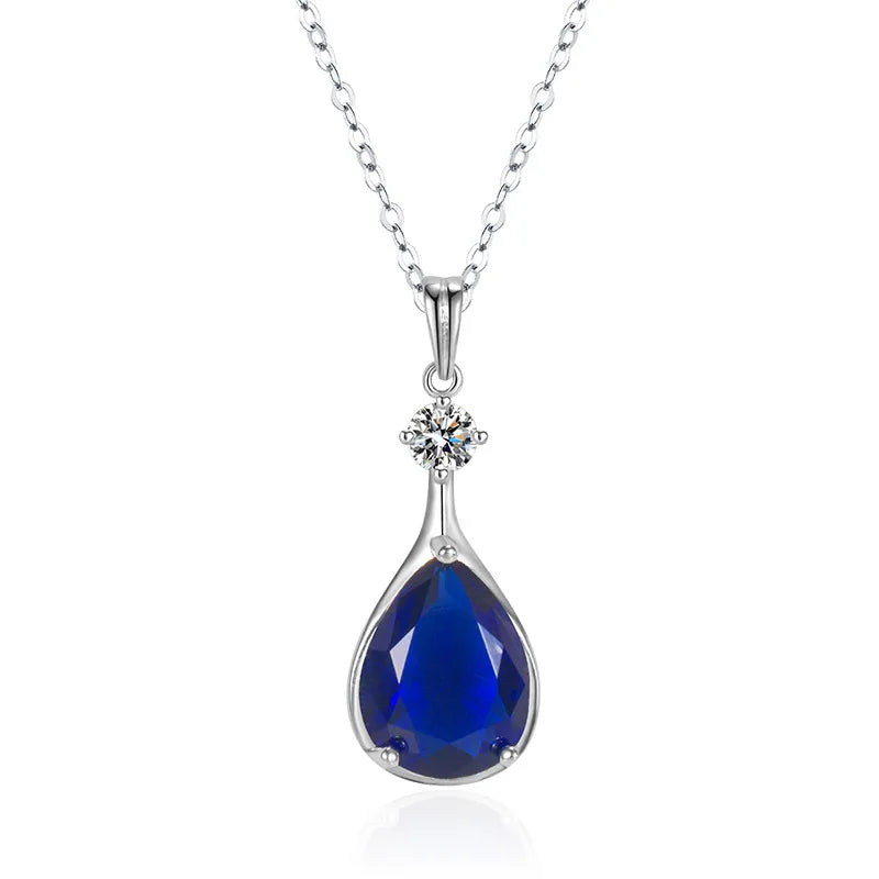 Sterling Silver Necklaces 925 for Women Origin Blue Sapphire Silver 925 Jewelry Gemstone Pendant Collares Mujer Sapphir Necklace
