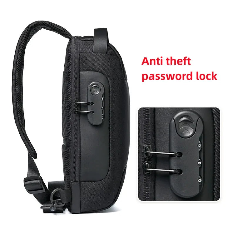 2023 Men's Chest Bag Waterproof Crossbody Bag Multifunction Anti-theft Travel Bags Shoulder Bag Male USB Charging Pouch for Man Viralgem Store