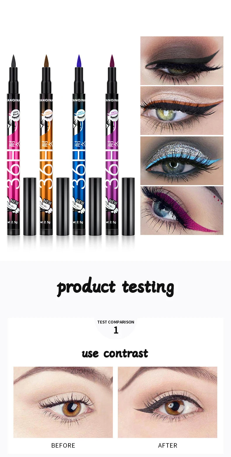 36H Black Quick-drying Eyeliner Waterproof Liquid Eye Liner Pen Long Lasting Smooth Pencil Not Blooming Eyes Makeup Cosmetics Viralgem Store