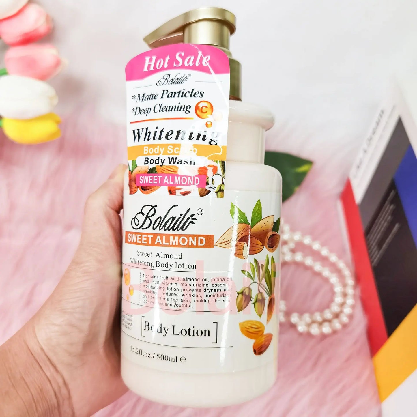 15.2fl.oz/500ml Sweet Almond 14 Days Magic Whitening Face Body Lotion Skin Moisturizing Cream