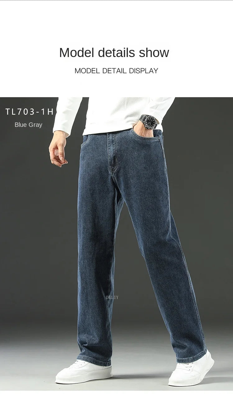 2025 New Y2K  Autumn and Winter Baggy  Jeans Men's Autumn and Winter Loose Straight Wide-leg Business Trousers Mens Clothing Viralgem Store