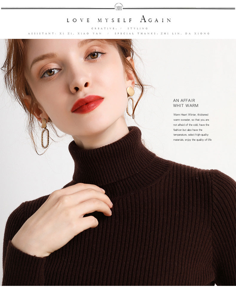 Women Turtleneck Sweater Knitted Soft Pullovers Cashmere Jumpers Basic Soft Sweaters For Women 2024 Autumn Winter
