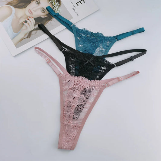 3Pcs/Set New Lace G-string Women's Sexy Underwear Low Waist Breathable Briefs Ladies Intimates Soft Thong Lingerie Fast Shipping