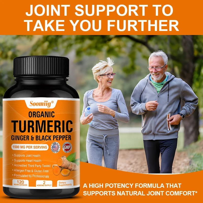Soomiig Organic Turmeric and Black Pepper, Improves Absorption, Joint Support Supplement, Supports Heart Health and Digestion Viralgem Store