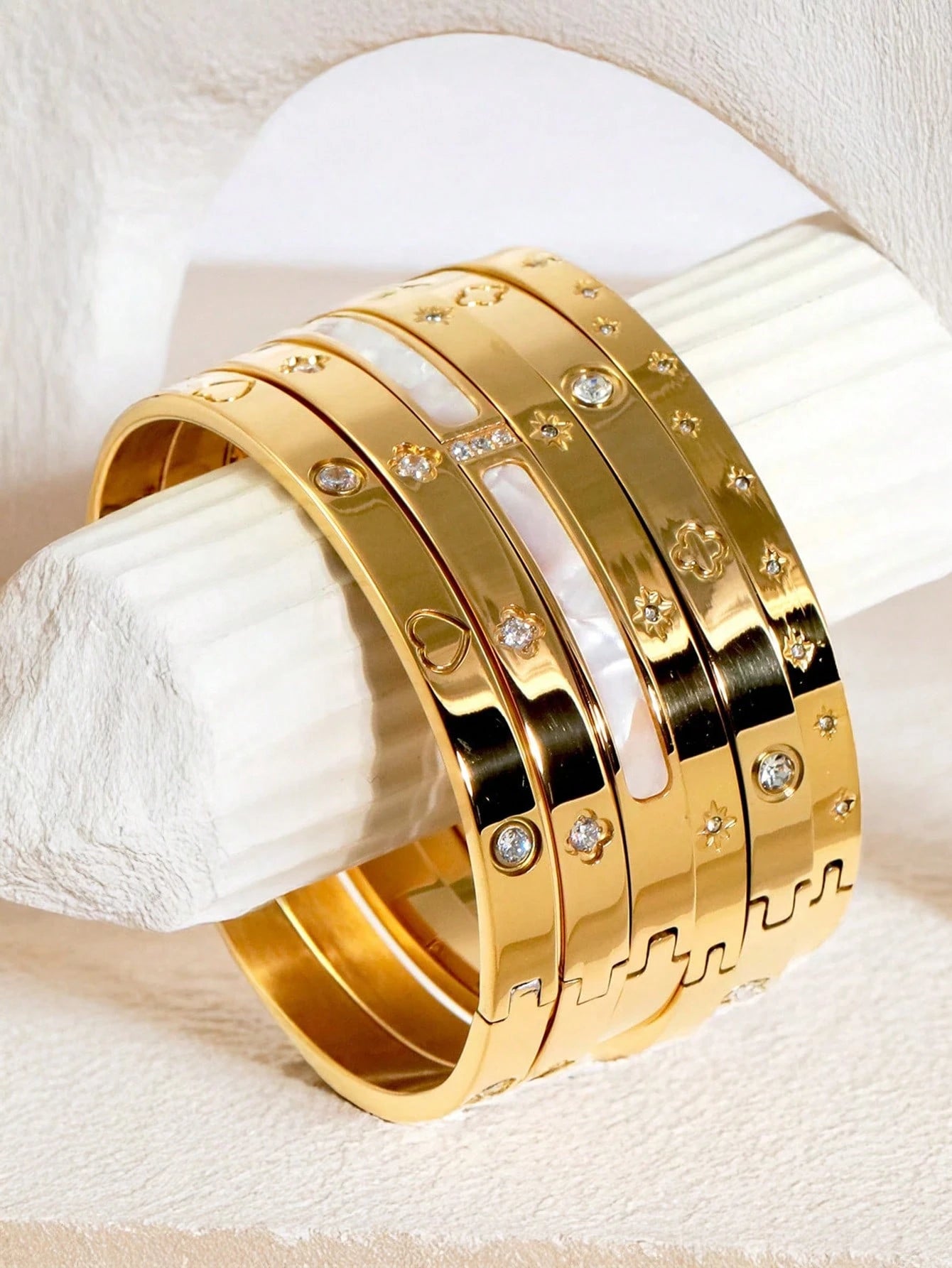 3PCS French Lucky Clover Women's Bracelet Set High Quality Stainless Steel INS Hot Selling Bracelet Charm Feeling Jewelry Gift Viralgem Store