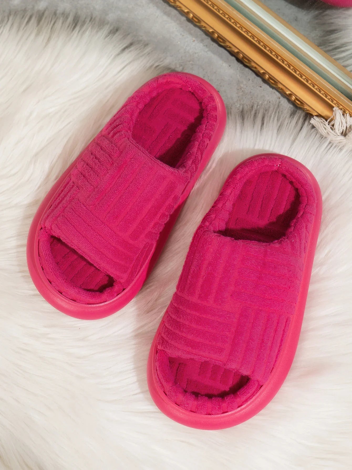 Women's 2024 Spring and Autumn Towel Pattern Thick Sole Home Fashion Anti Slip Towel Sole External Slippers Sandals Outdoor Viralgem Store