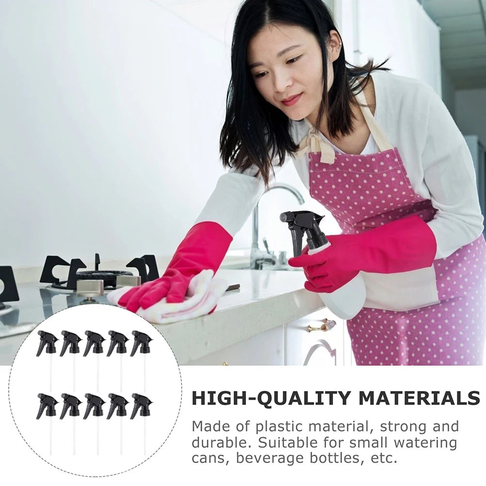 10 PCS Spray Bottle Nozzle Trigger Nozzles Plastic Heads Sprayer Black Top Replacement Watering Paint Jacket Mist