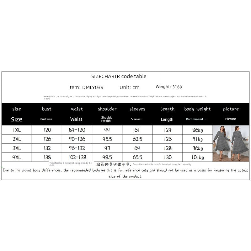 Vintage V-Neck Cinched Waist Long Sleeves Plus Size Dresses