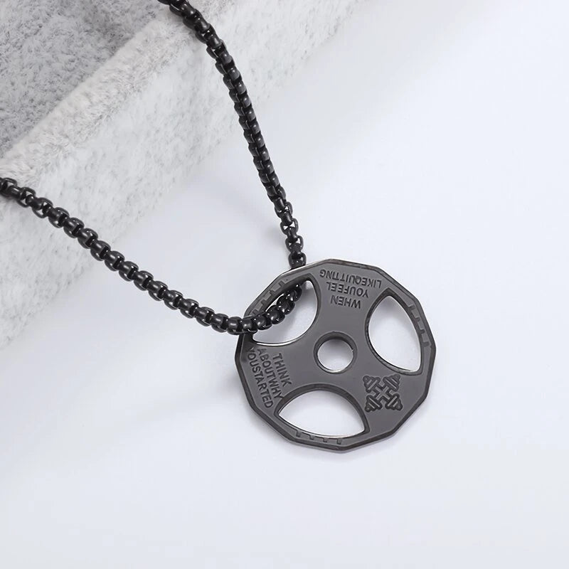 Titanium Steel Dumbbell Pendant Gym Fitness Equipment Barbell Necklace Domineering Muscular Men Fitness Leisure Sports Jewelry Viralgem Store