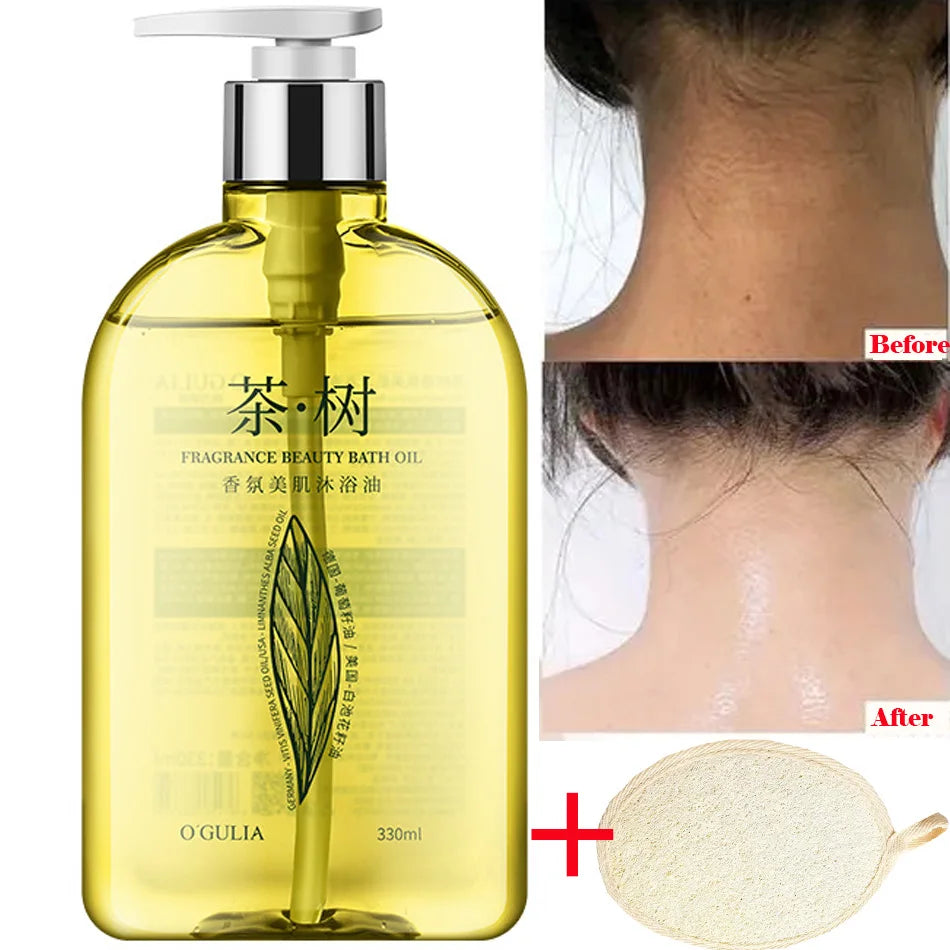 330ml Tea Tree Shower Oil Brightening Body Wash Even Out Skin Tone, Reduce Dark Spots, Skin Radiance, Body Shower Gel Whitening