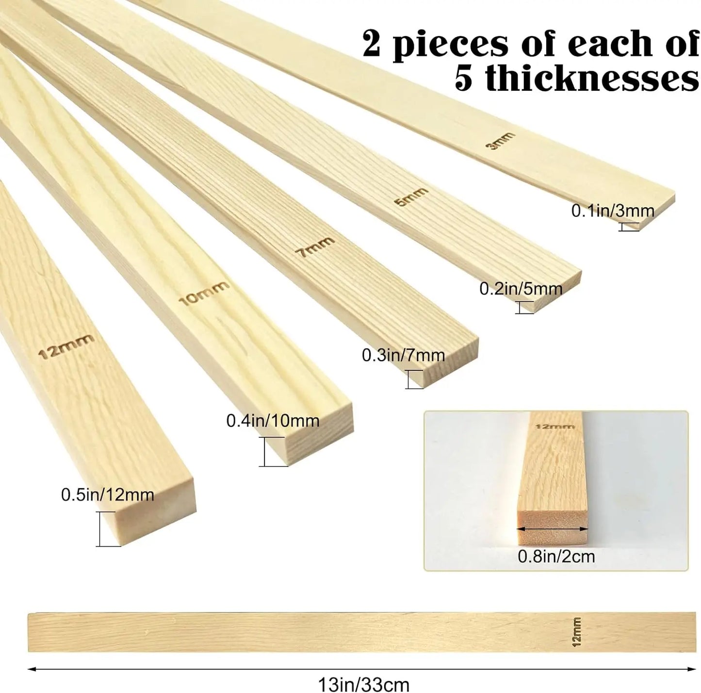10 Pcs 5-10mm Ceramic Clay Board Guide Pine Wood Strip Wooden Ruler Ceramic Tool Rolling Clay Cutting Tool Solid Wood Guide Rail