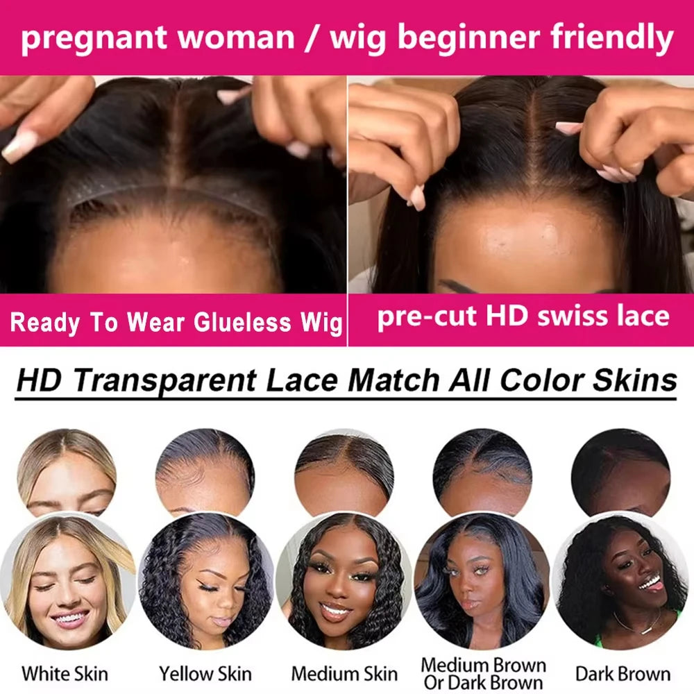 200% Pre Cut Wear and Go Glueless Wig Human Hair 5x5 Pre Cut Hd Lace Closure Wigs Bone Straight Pre Plucked Soft 100% Human Hair Viralgem Store