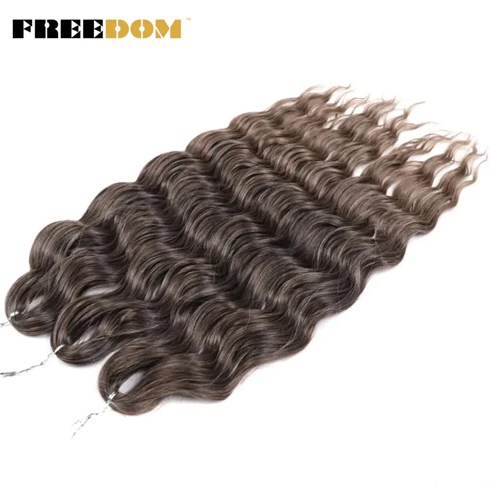 Synthetic Loose Deep Wave Braiding Hair Extensions 24 Inch Deep Curly Twist Crochet Braid Hair Ombre Blonde Brown Anna Hair