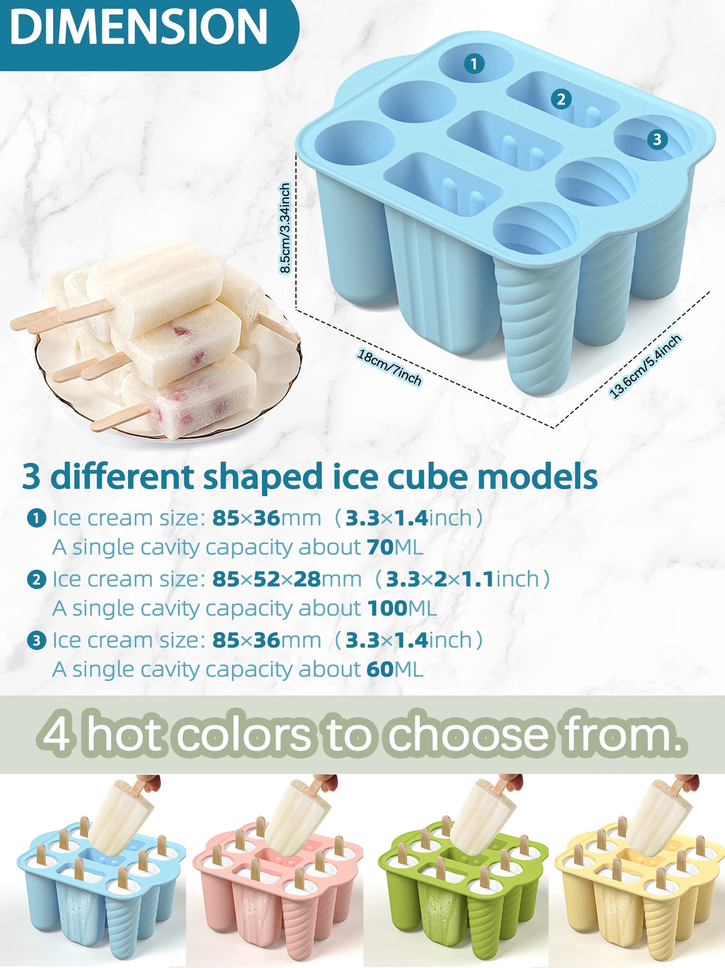 Summer DIY Ice Cream Tools With Wooden Sticks Silicone Popsicle Molds Kitchen Accessories Quench Thirst Snacks for Children