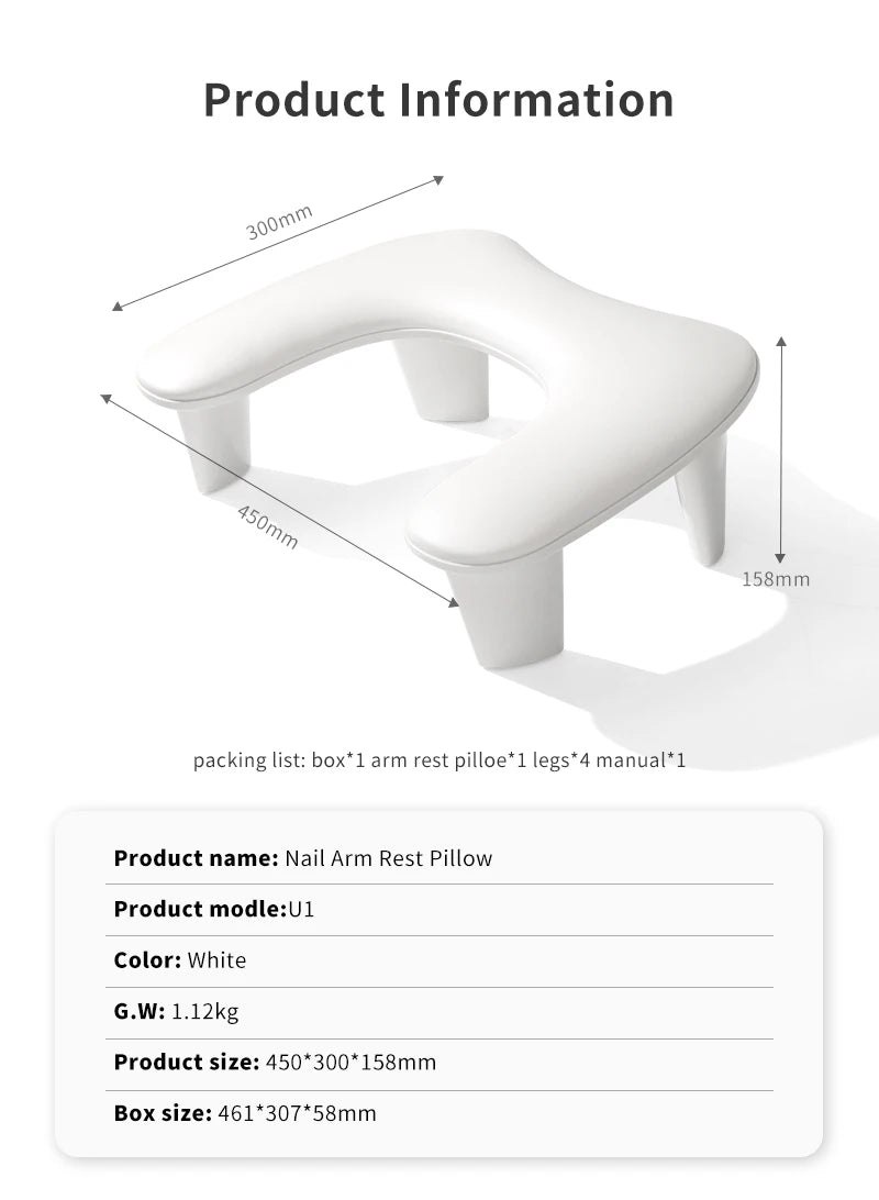 Two Hands Nail Art Hand Pillow Portable Removable Stand Tilt Design Manicure Stand Hand Pillow PU Material Hand Pillow Cushion