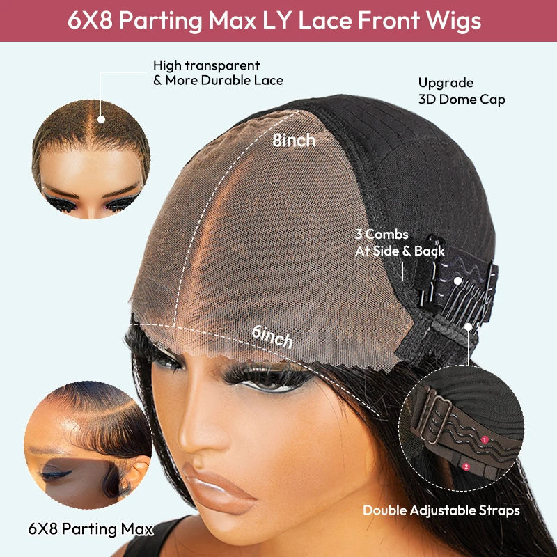 WestKiss Side Part Glueless Layered Cut Human Hair Wig RTG Body Wave 6x8 Lace Closure Wig Pre Plucked Pre Cut Pre Bleached Viralgem Store