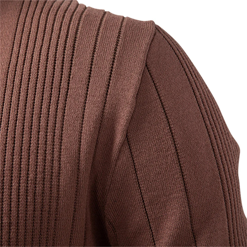 2025 Button Down Polo Shirt Men Solid Color Stripe Long Sleeve Fall Winter Luxury Warm Touch Business Casual Mens Polo Shirts