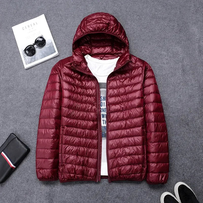 2024 New High-grade Men's White Duck Down Light Down Jacket Men's Short Hooded Men's Autumn Winter Lightweight Coat Men Jacket