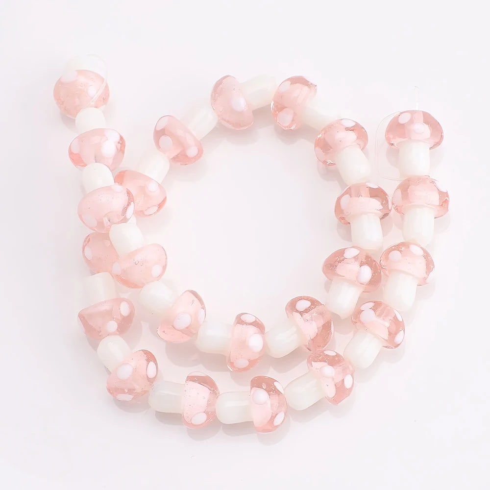 10Pcs 10x13mm 12x16mm 15x20mm Mushroom Shape Lampwork Glass Loose Beads for DIY Crafts Jewelry Making Earing Necklace Accessory