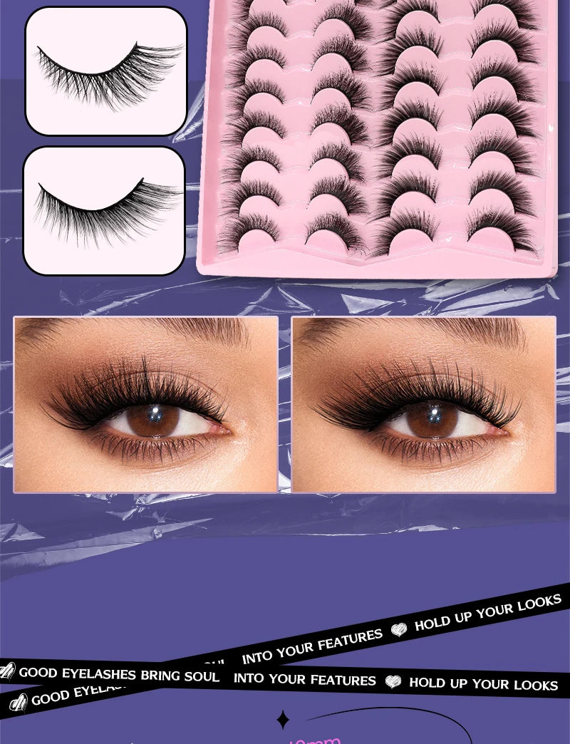 2 Style 20 Pairs Eyelash 3D Natural Mink False Eyelashes Makeup Fake Eye Lashes Faux Cilios Make Up Beauty Tools Wholesale