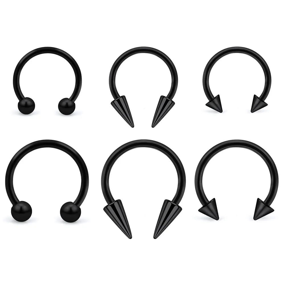 1Pcs Spike Septum Rings 16G Surgical Steel Piercing Jewelry Vertical Snake Bite Jewelry Lip Rings for Women Men 8mm/10mm Viralgem Store