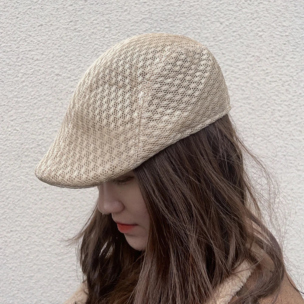 Spring Summer Hollow Berets For Men Convenient Breathable Mesh Beret Hat Quick-drying  Cap Retro Sun Hats Painter Caps