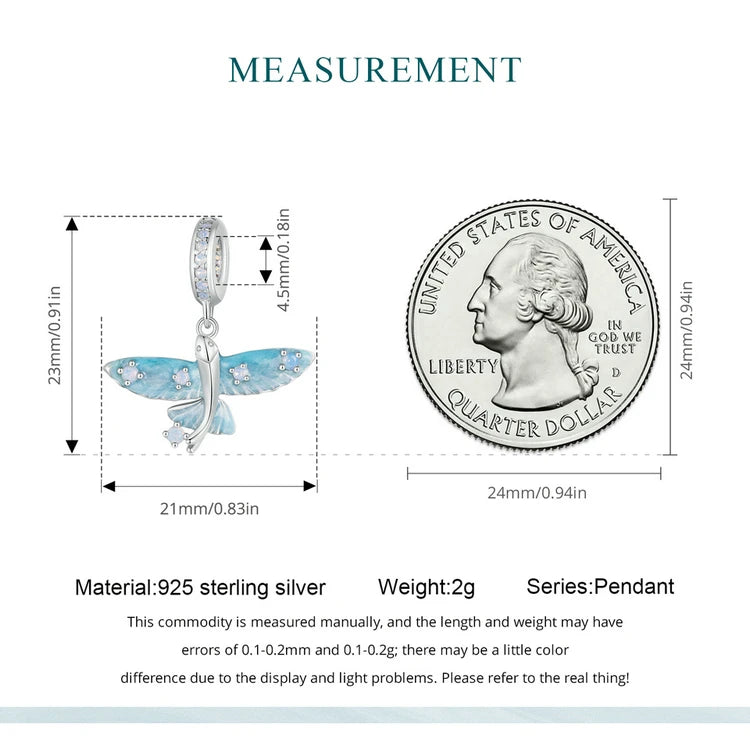 WOSTU 925 Sterling Silver Magical Flying Fish Pendants Blue Ocean Whale Bead Fit Original Bracelet DIY Charms Jewelry Making
