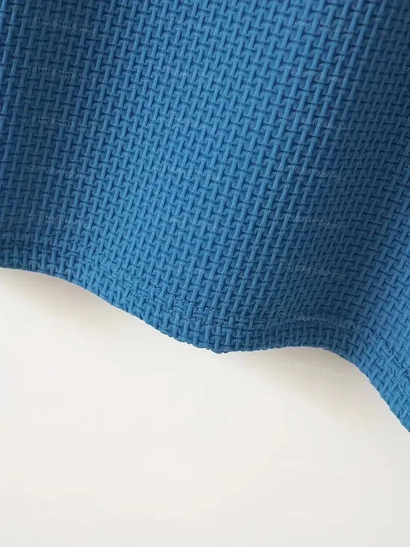 2025 New Summer Men's High-End Mesh Ice Silk Round Neck Short Sleeve Acrylic Anti-Wrinkle Pop Breathable High Street Polo Shirt