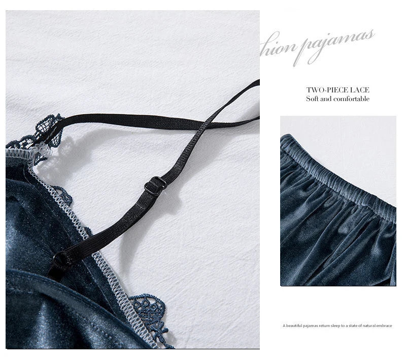 TOP Casual Velour Home Clothing 4pcs Sleep Set Intimate Lingerie Women Pajamas Suit Long Sleeve Lace Velvet Homewear Pyjamas Viralgem Store