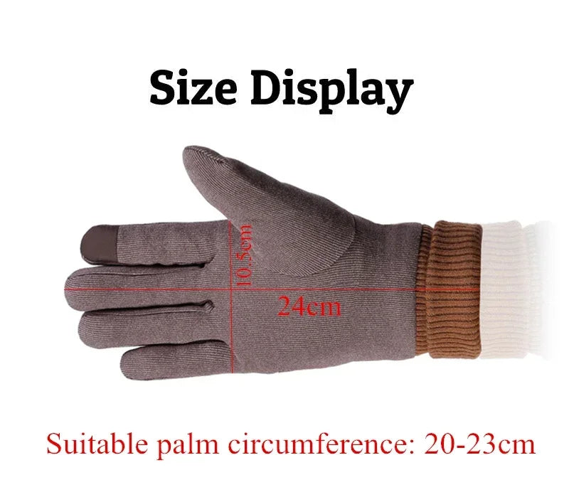 Winter business Men's Warm Gloves Touch Screen Cloth Velvet Windproof Thickened Outdoor Driving Cycling Motorcycle Male Mittens