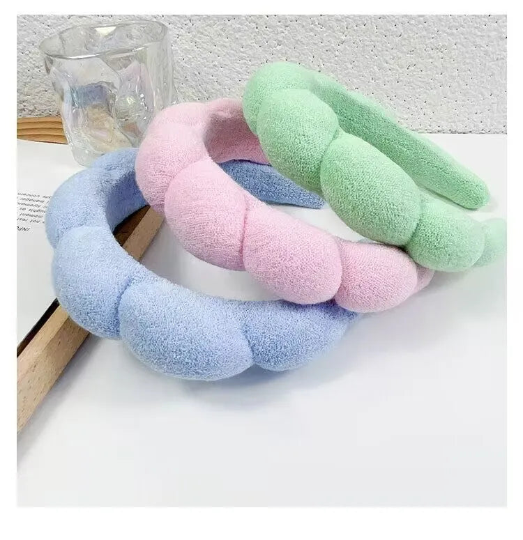 Sponge Co Spa Makeup Bubble Terry Cloth Headband Puffy Retro Hair Bands Soft Hairband Headwear Viralgem Store