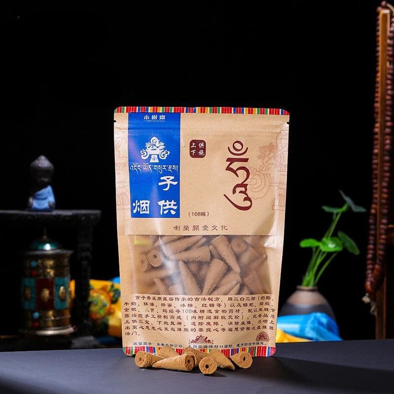 108 Flavor Backflow Tower Incense Granules Tibetan Incense Natural Ritual Buddha Manual Incense Backflow Smoke Appreciation