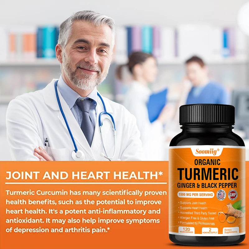 Soomiig Organic Turmeric and Black Pepper, Improves Absorption, Joint Support Supplement, Supports Heart Health and Digestion Viralgem Store