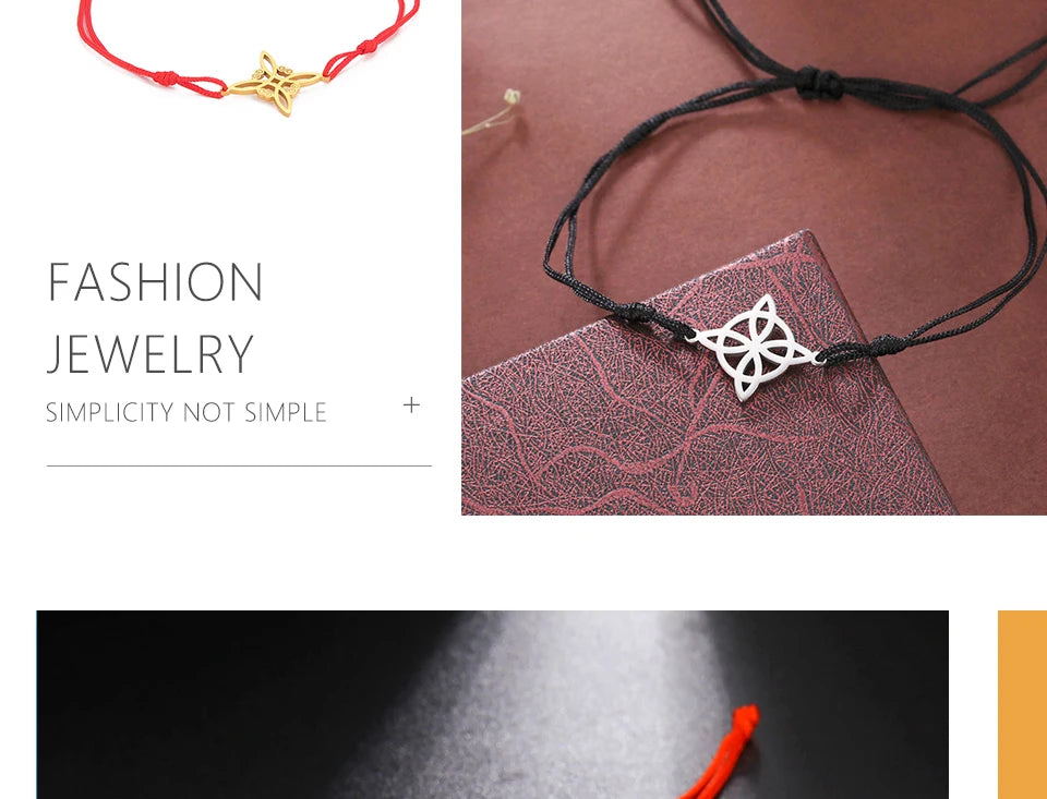 Witch Knot Pendant Stainless Steel Charm Bracelet Vintage Fashion Wax Rope Chain for Women men Good Luck Amulet Jewelry New in Viralgem Store